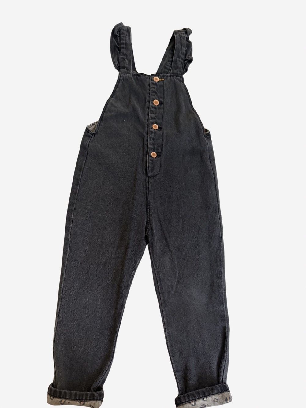 Zara Black Denim Overalls with Button Front